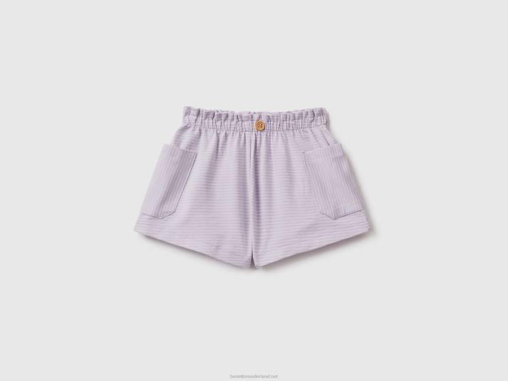 kinderen Benetton gestreepte bermuda's met zakken lila 4R625947