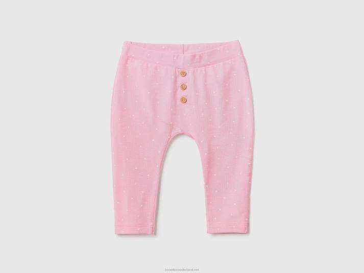 kinderen Benetton legging van stretchkatoen met patroon roze 4R625918