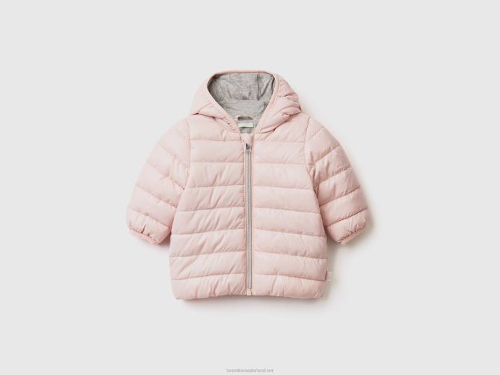 kinderen Benetton jas met oren in technische stof zacht roze 4R625743