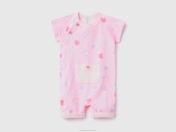 kinderen Benetton Gedessineerde romper van biologisch katoen roze 4R623208