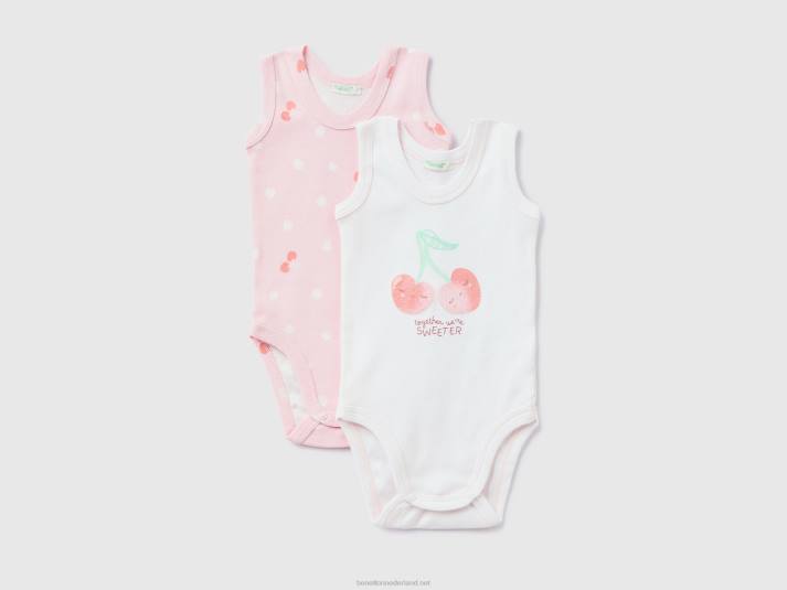 kinderen Benetton twee tanktopbody's van biologisch katoen roze 4R623182