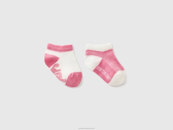 kinderen Benetton tweekleurige sokkenset roze 4R623303