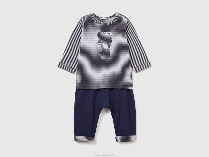 kinderen Benetton set van 100% biologisch katoen blauw 4R625754