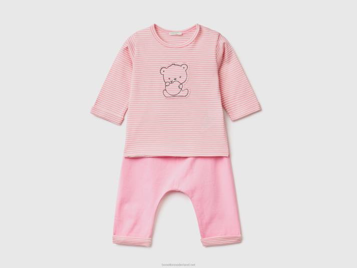 kinderen Benetton set van 100% biologisch katoen roze 4R625752