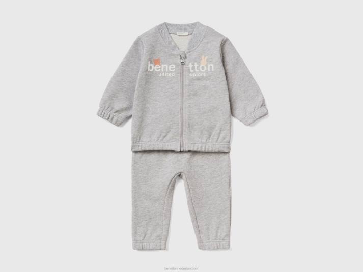 kinderen Benetton zweet sportoutfit lichtgrijs 4R625755