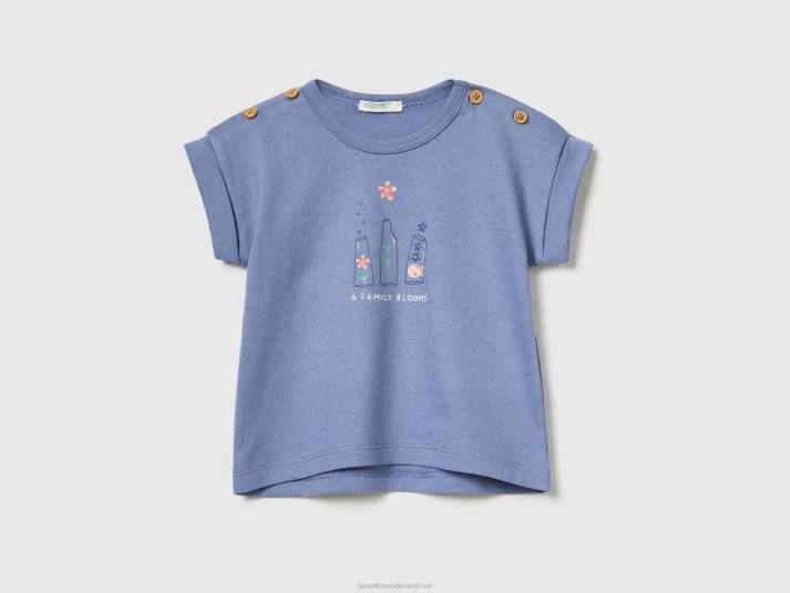 kinderen Benetton T-shirt met korte mouwen en print luchtmacht blauw 4R623167