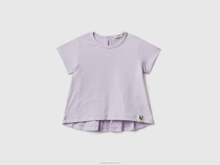 kinderen Benetton gestreept t-shirt met ruches lila 4R623119