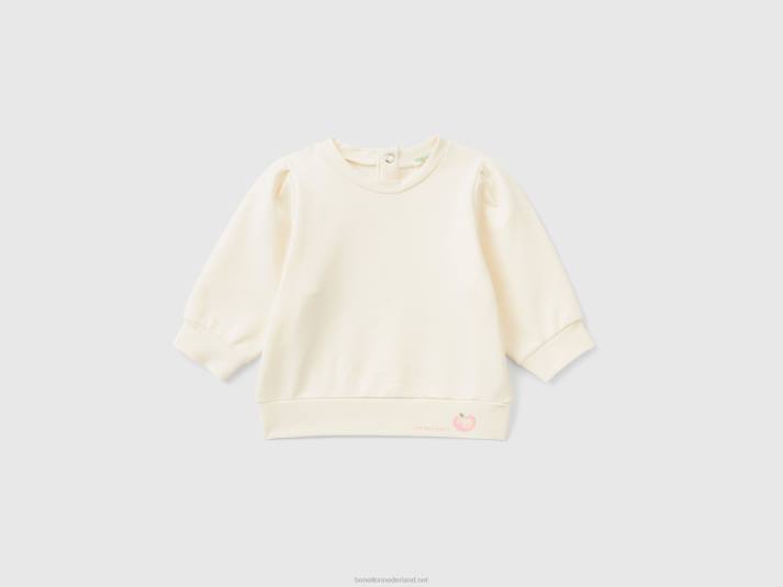 kinderen Benetton lichtgewicht sweatshirt van stretchkatoen romig wit 4R623163