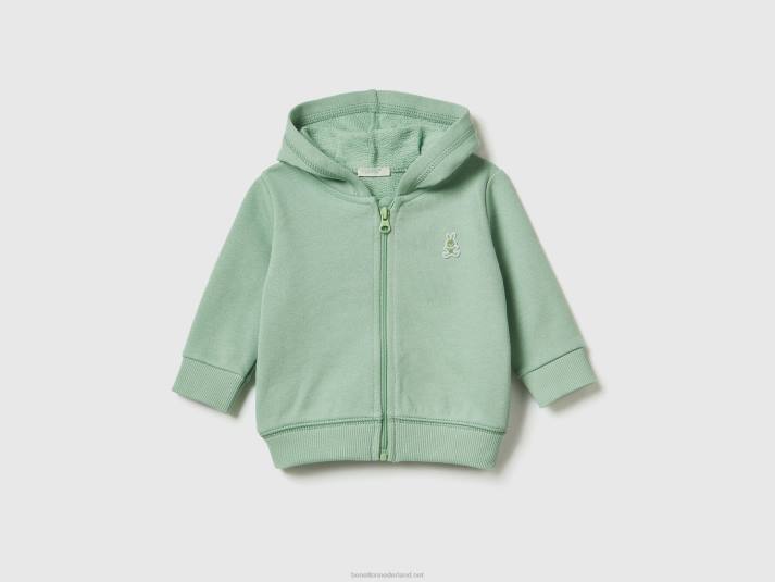 kinderen Benetton sweatshirt met capuchon van biologisch katoen licht groen 4R623156