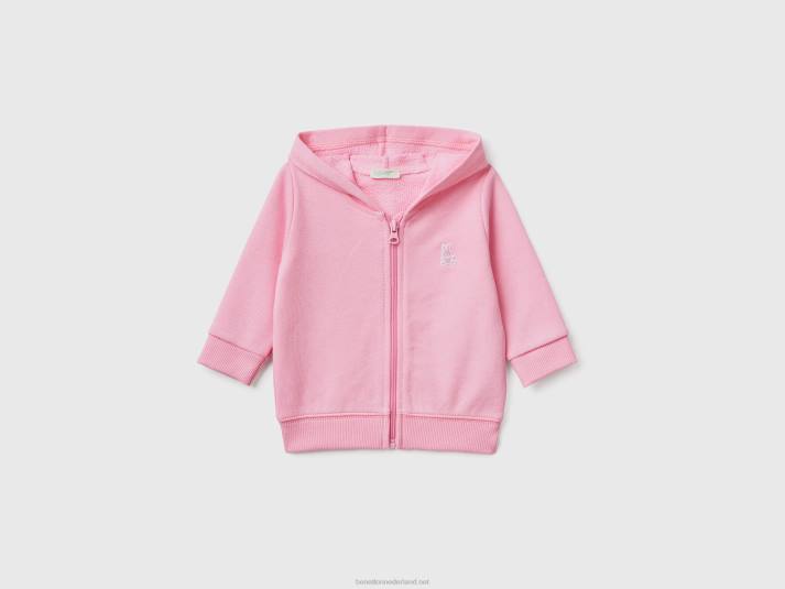 kinderen Benetton sweatshirt met capuchon van biologisch katoen roze 4R625818