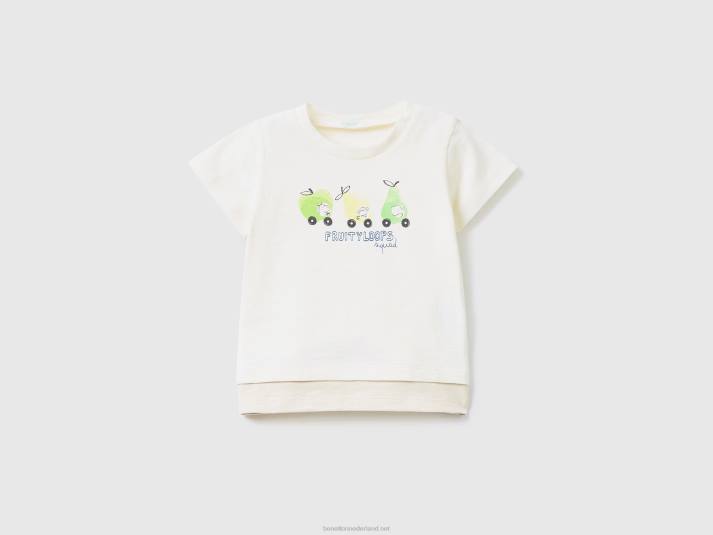 kinderen Benetton t-shirt met fruitprint romig wit 4R625855