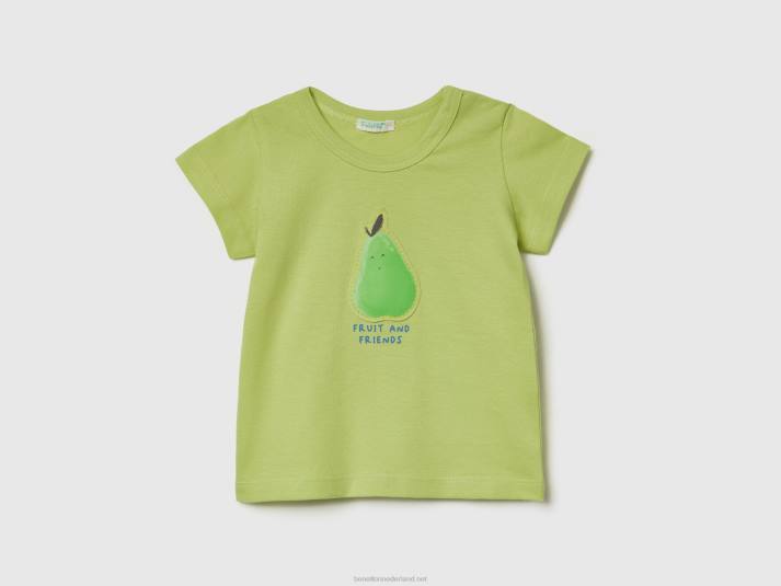 kinderen Benetton t-shirt met patch en print limoen 4R625852