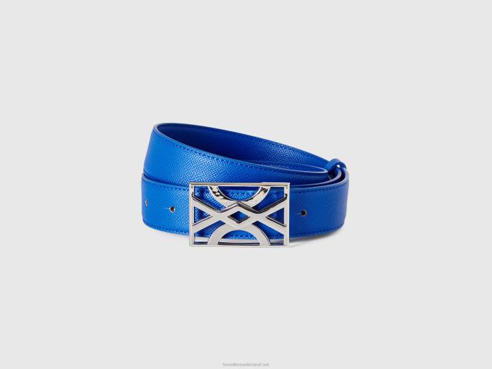 vrouwen Benetton korenbloemblauwe riem met gesp met logo helderblauw 4R62708 - Klik op de afbeelding om het venster te sluiten