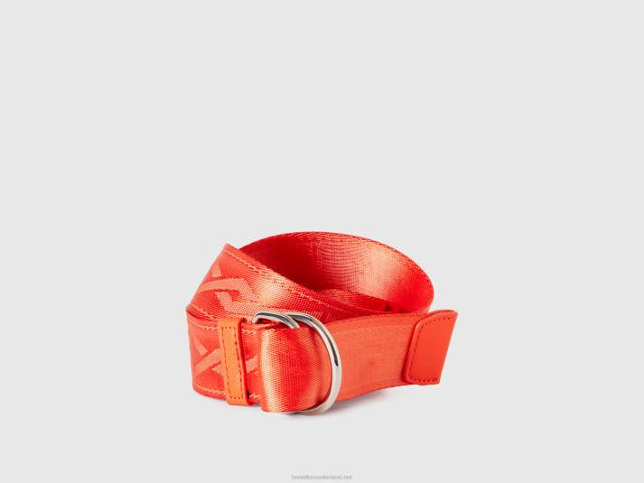 vrouwen Benetton rode riem met dubbele ring rood 4R621519