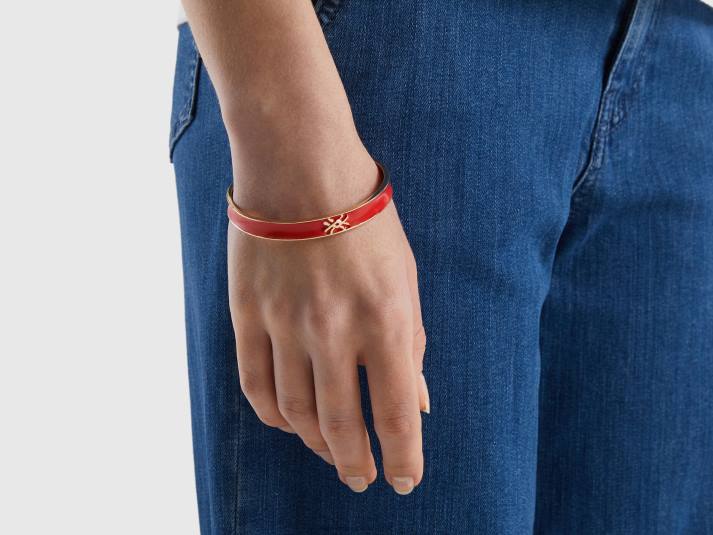 vrouwen Benetton Aardbeienrode bangle armband met logo aardbei 4R62780