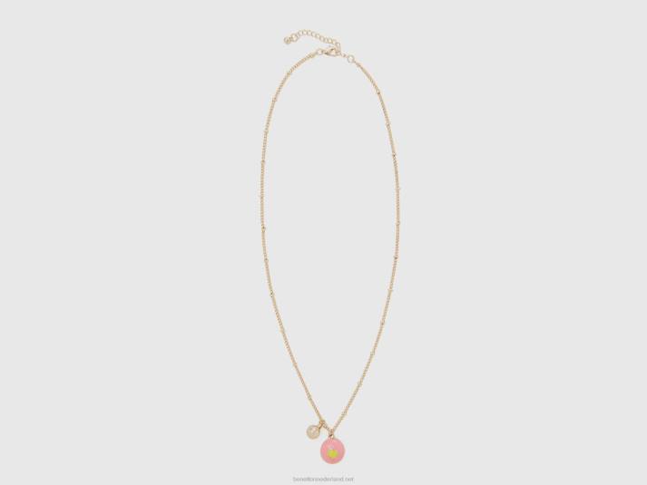 vrouwen Benetton collier met roze appel hanger roze 4R62868