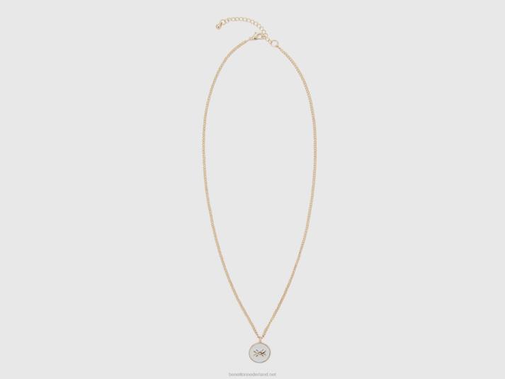 vrouwen Benetton collier met witte hanger wit 4R62785 - Klik op de afbeelding om het venster te sluiten