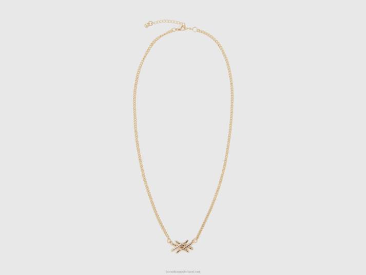 vrouwen Benetton gouden ketting met logo goud 4R62893