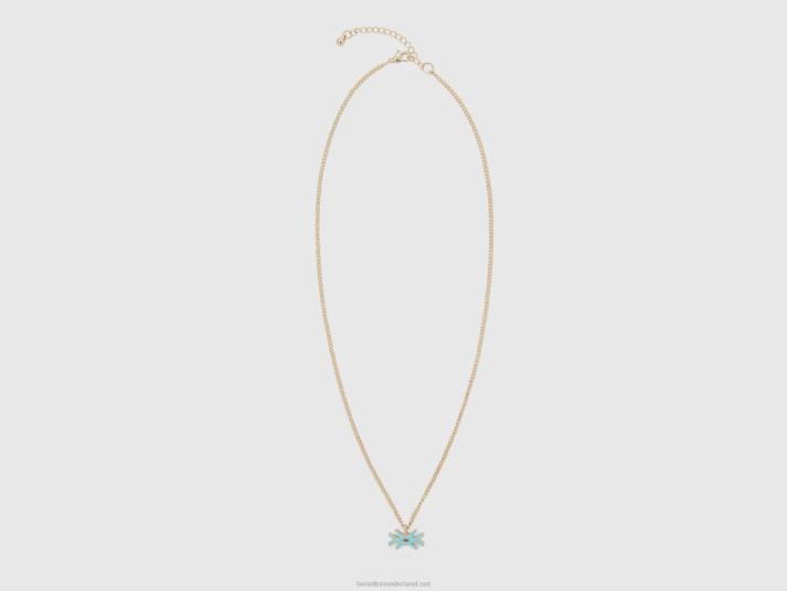 vrouwen Benetton ketting met hemelsblauw logo hanger hemelsblauw 4R62867