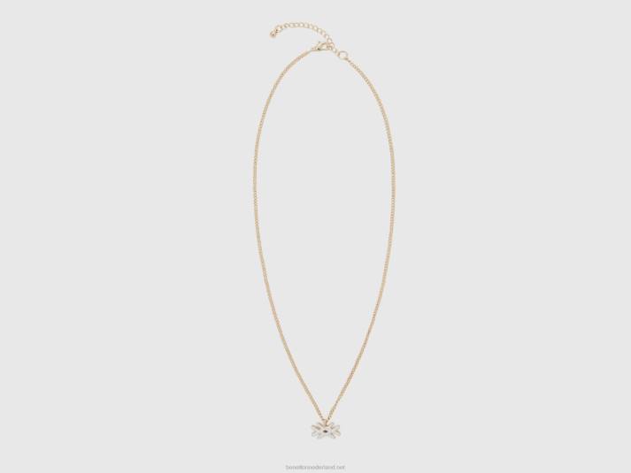 vrouwen Benetton ketting met witte logo hanger wit 4R62872