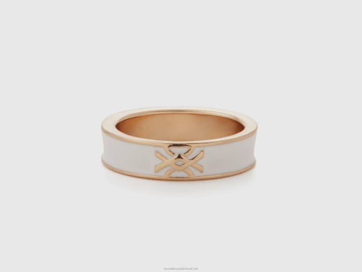 vrouwen Benetton witte band ring met logo wit 4R62858