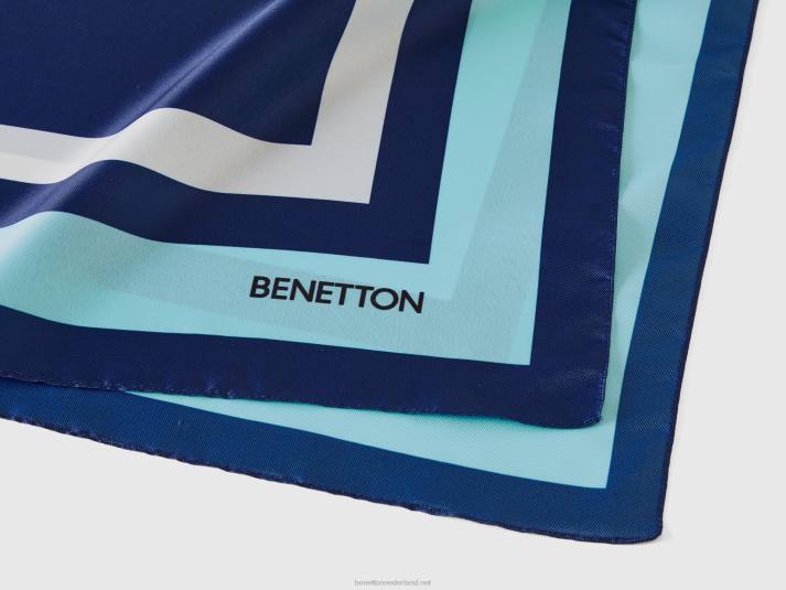 vrouwen Benetton blauwe foulard met perenprint blauw 4R62803