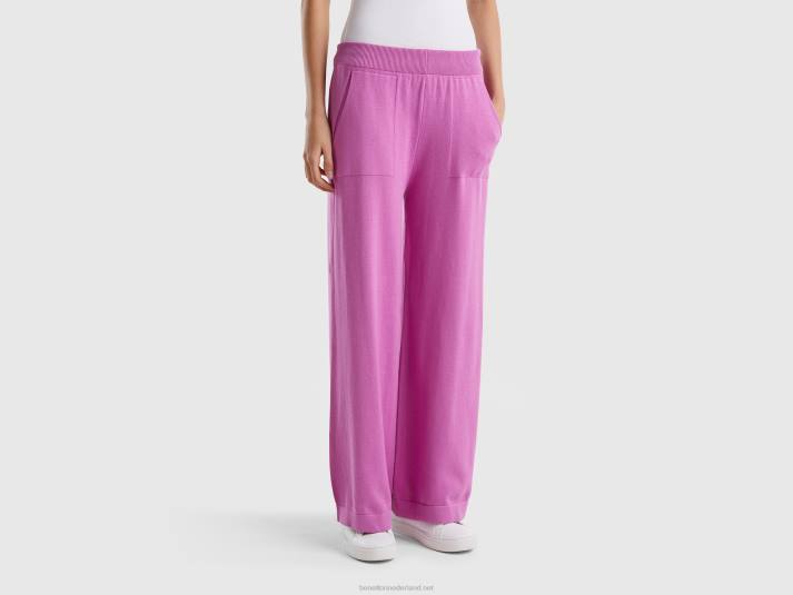 vrouwen Benetton gebreide wijde broek roze 4R624039