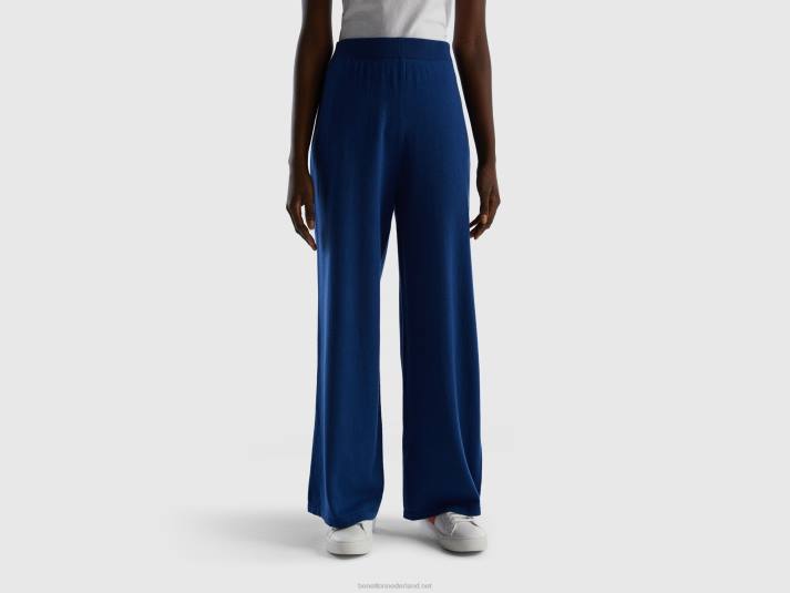 vrouwen Benetton nachtblauwe pantalon van een mix van wol en kasjmier donkerblauw 4R62613