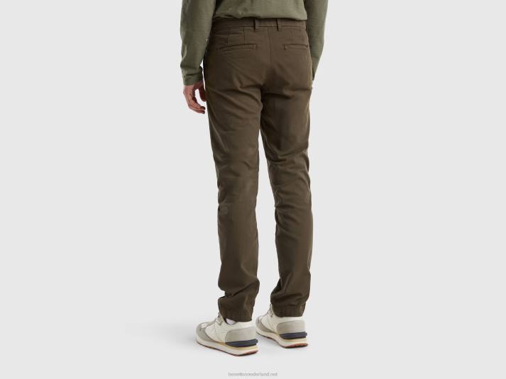 vrouwen Benetton slimfit chino van stretchkatoen militair groen 4R624640