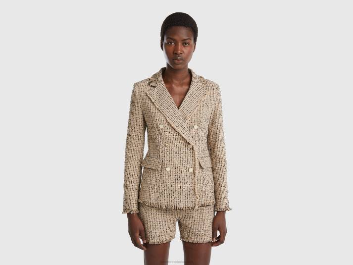 vrouwen Benetton Double-breasted blazer van tweed beige 4R62256