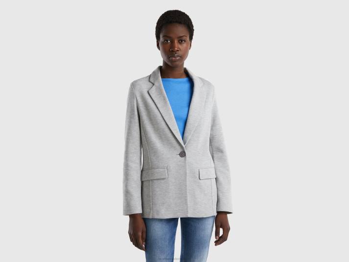 vrouwen Benetton getailleerde blazer met zakken lichtgrijs 4R623752