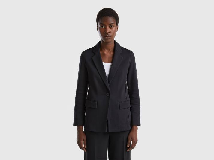 vrouwen Benetton getailleerde blazer met zakken zwart 4R623751