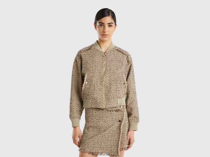 vrouwen Benetton bommenwerper in tweed beige 4R62266