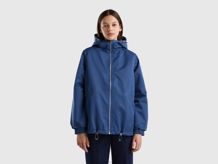 vrouwen Benetton regenjas met capuchon blauw 4R62262