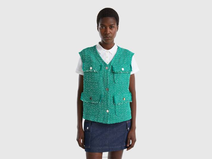 vrouwen Benetton groen bouclé vest groente 4R623749