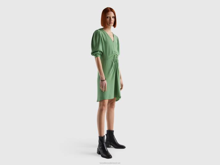 vrouwen Benetton korte jurk van 100% viscose groente 4R624021