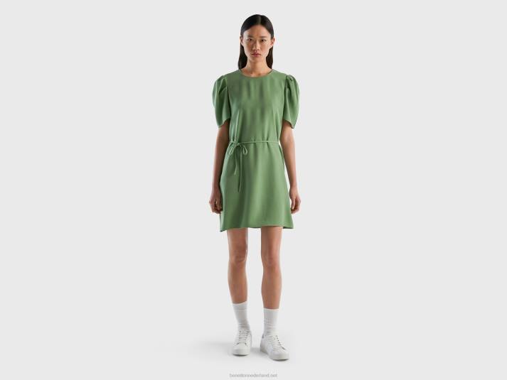 vrouwen Benetton korte jurk van viscosemix groente 4R624019