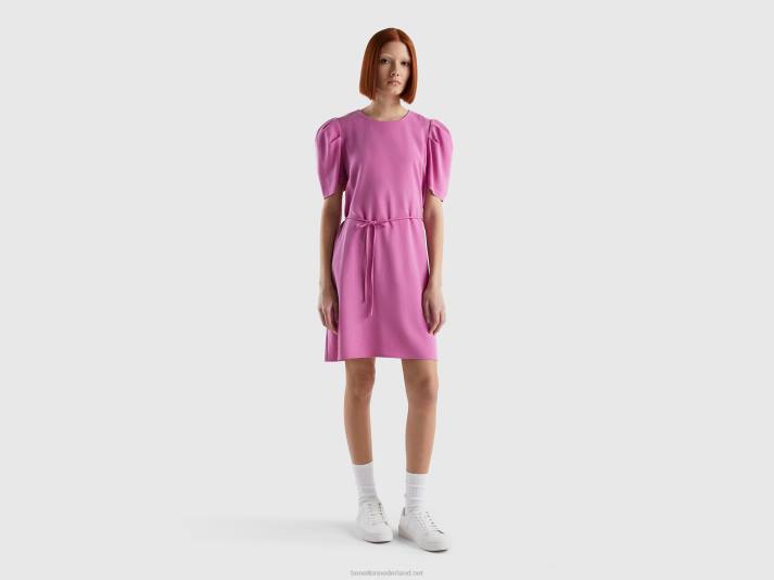 vrouwen Benetton korte jurk van viscosemix roze 4R624022