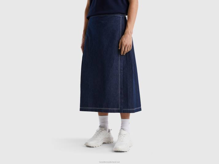 vrouwen Benetton wikkel midi-rok donkerblauw 4R621478