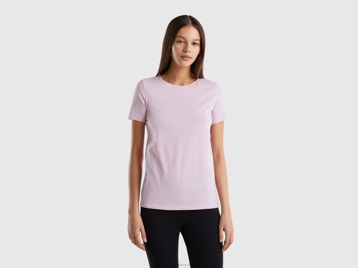 vrouwen Benetton T-shirt van superstretch biologisch katoen lila 4R62922