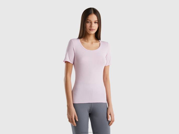 vrouwen Benetton slim-fit geribbeld T-shirt lila 4R62937