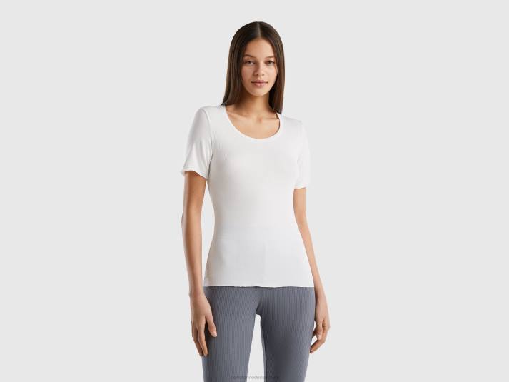 vrouwen Benetton slim-fit geribbeld T-shirt romig wit 4R62925