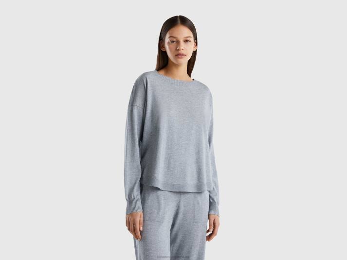 vrouwen Benetton top van kasjmiermix lichtgrijs 4R62904