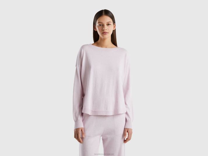 vrouwen Benetton top van kasjmiermix zacht roze 4R62907