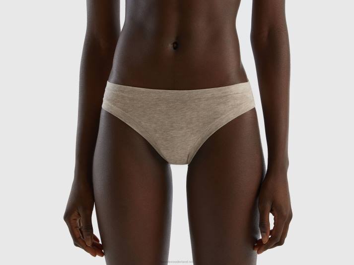 vrouwen Benetton laag uitgesneden ondergoed van superstretch biologisch katoen beige 4R624340