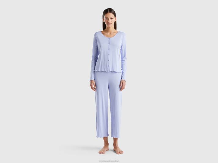 vrouwen Benetton pyjama van langvezelig katoen lavendel 4R624217