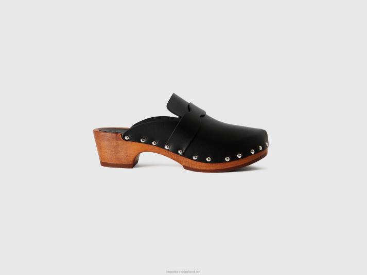 vrouwen Benetton klompen met studs zwart 4R62793