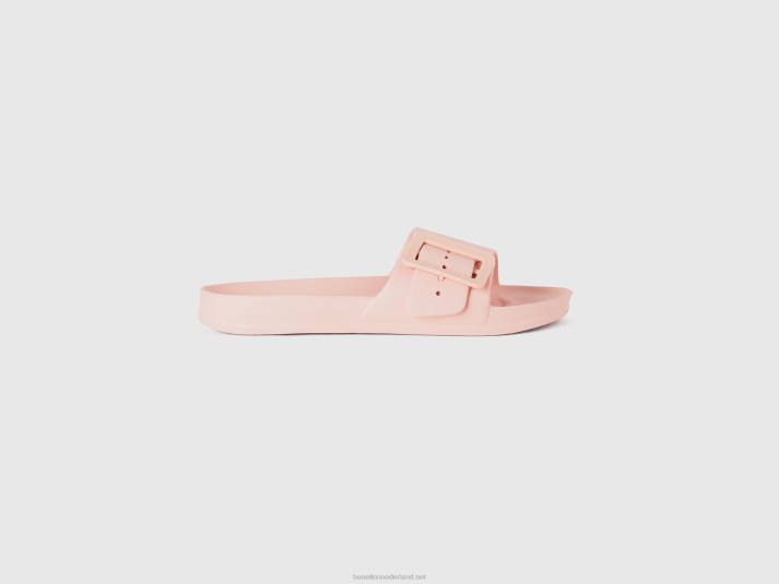 vrouwen Benetton open pantoffels met band zacht roze 4R62732