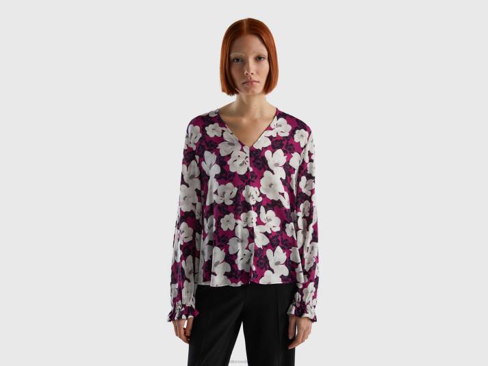 vrouwen Benetton zwierige bloemenblouse rood 4R623993