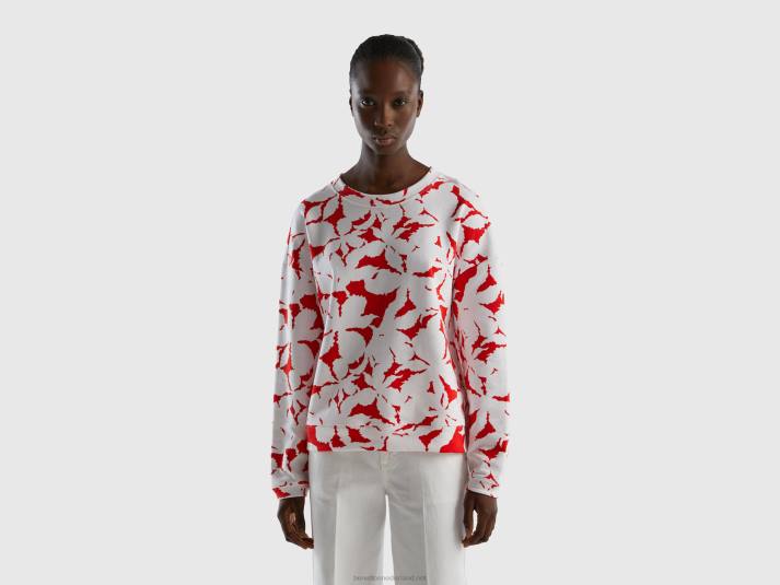 vrouwen Benetton sweatshirt met bloemenprint rood 4R62297